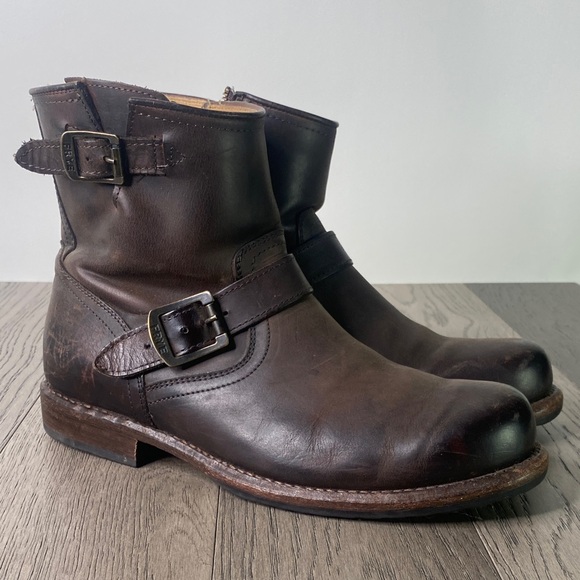 Frye Other - Frye Dark Brown Leather Buckle Boots Men’s Size 9.5D
